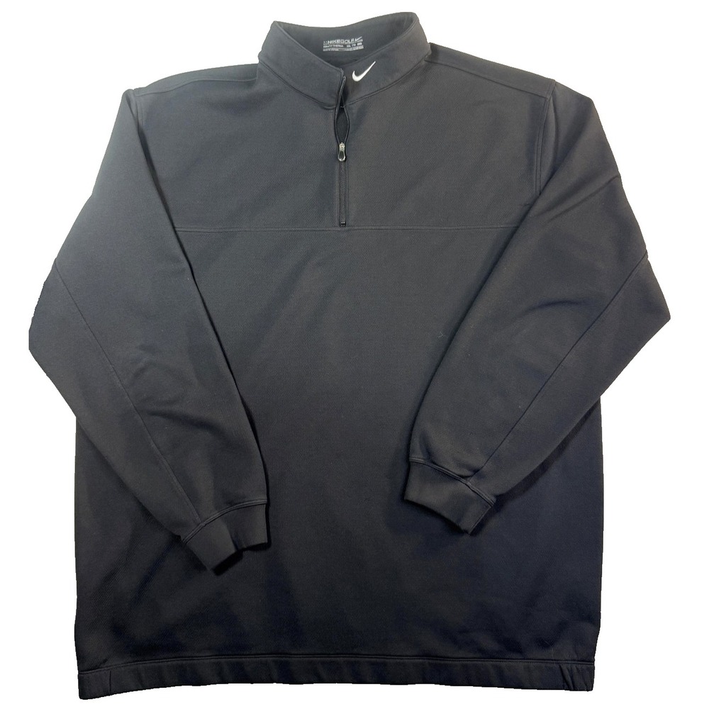 Nike Golf NikeFIT Therma Pullover Mens 2XL Black Fleece 1/4 Zip Quiet Luxury